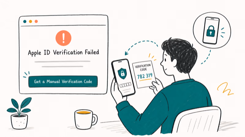 Hand-drawn illustration: Get a Manual Verification Code