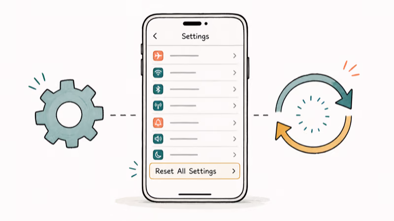 Hand-drawn illustration: Reset All Settings