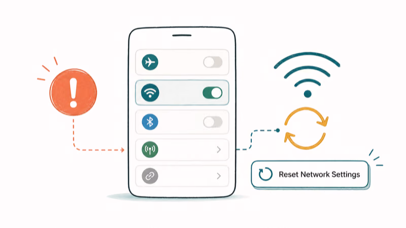Hand-drawn illustration: Reset Network Settings