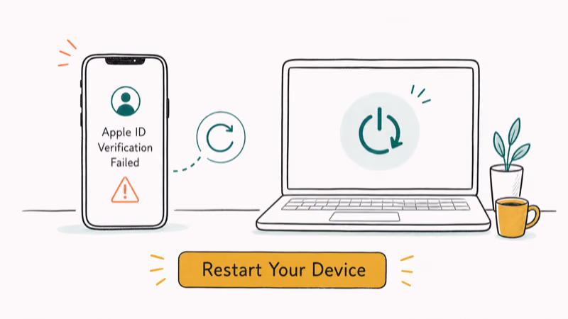 Hand-drawn illustration: Restart Your Device