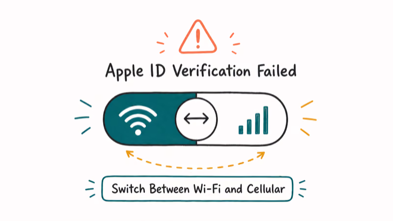 Hand-drawn illustration: Switch Between Wi-Fi and Cellular