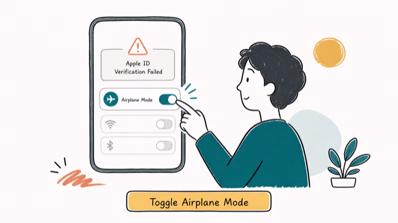 Hand-drawn illustration: Toggle Airplane Mode