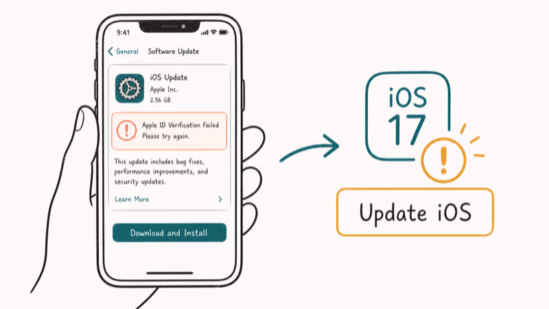 Hand-drawn illustration: Update iOS
