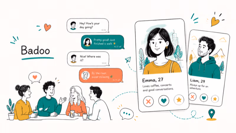 Hand-drawn illustration of Badoo