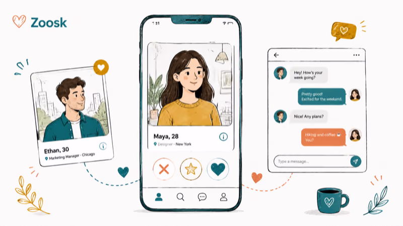 Hand-drawn illustration of Zoosk