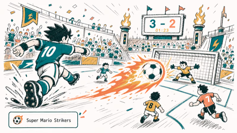 Hand-drawn Super Mario Strikers illustration