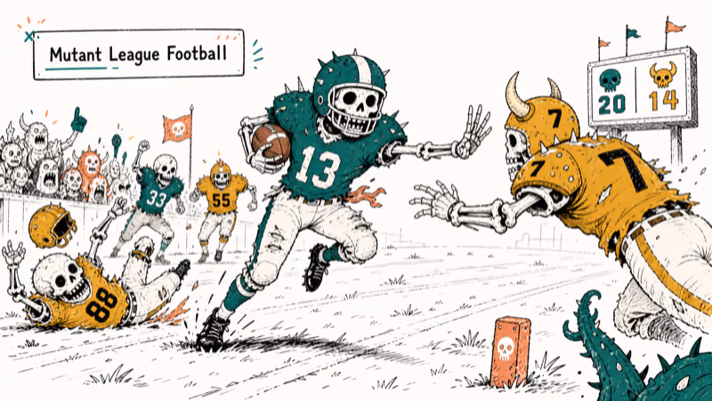Hand-drawn Mutant League Football illustration