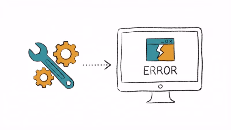Wrench and gears next to computer representing Windows error repair tools