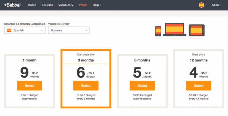 Paying Your Subscription on Babbel