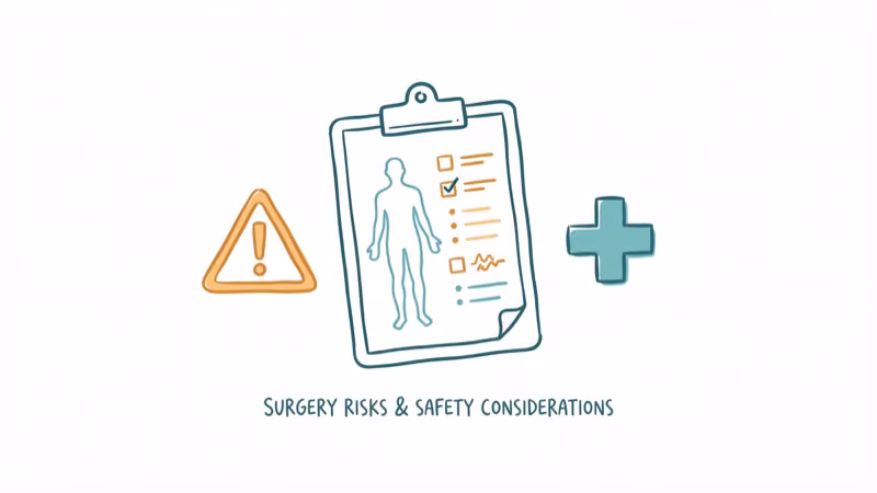 Medical clipboard with body outline and safety checklist for surgery risks