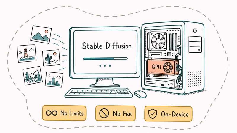 Stable Diffusion running locally on a personal computer with no usage limits or fees