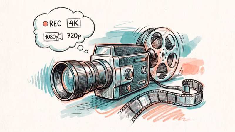 Camera LCD screen displaying 4K video recording settings and frame rates
