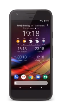 Chronus Information Widgets showing clock and calendar on Android
