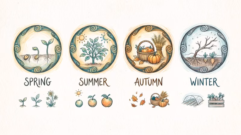 Stardew Valley greenhouse crop seasons chart showing year-round growth cycles