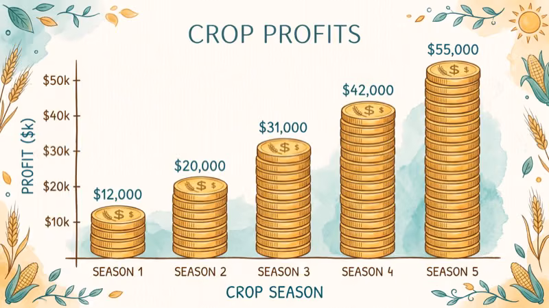 Profit comparison chart for top greenhouse crops including wine and raw values