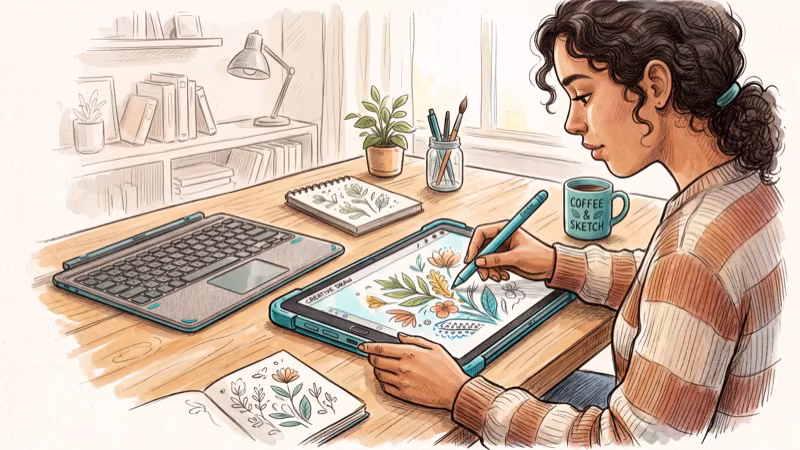 Detachable laptop in tablet mode with keyboard removed for handheld use