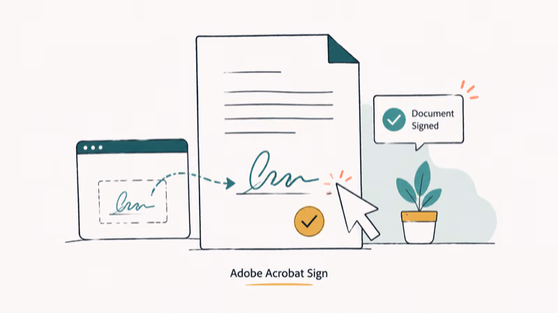 Hand-drawn illustration of Adobe Acrobat Sign