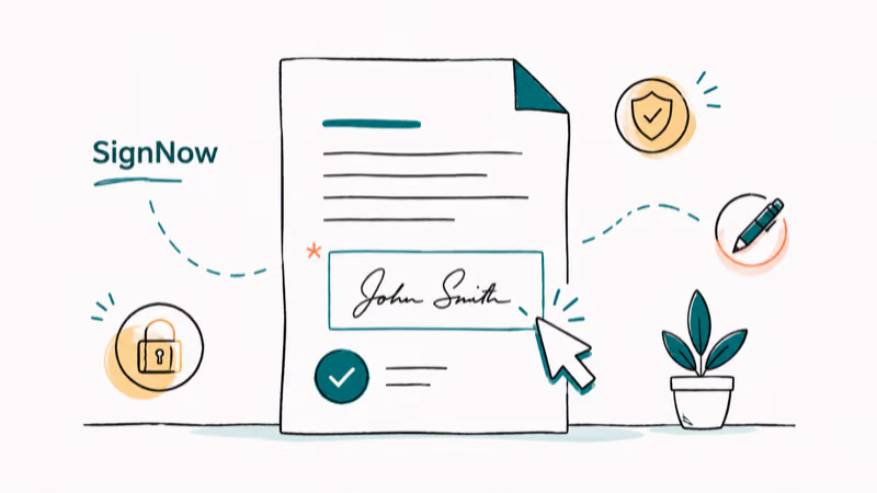 Hand-drawn illustration of SignNow