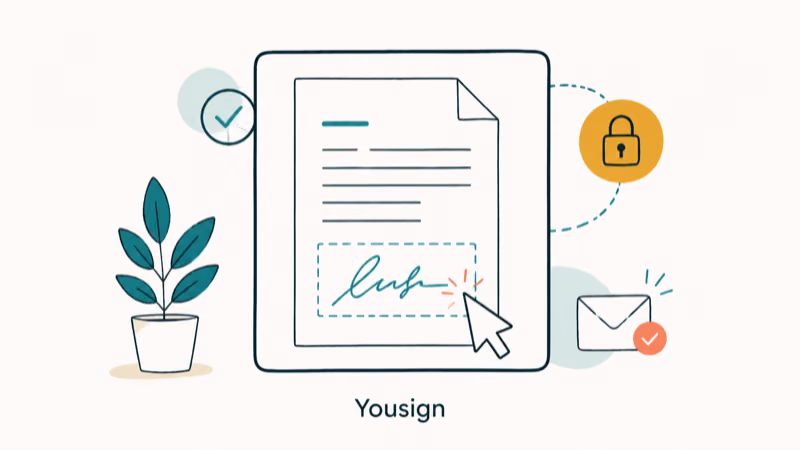 Hand-drawn illustration of Yousign