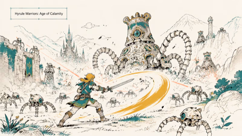 Hand-drawn Hyrule Warriors: Age of Calamity illustration