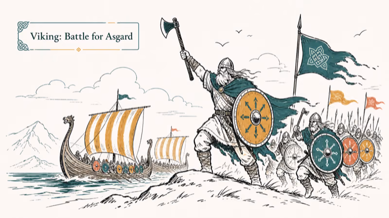 Hand-drawn Viking: Battle for Asgard illustration