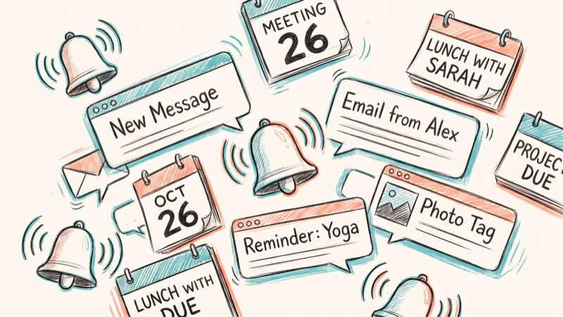 Calendar reminder notification alerts on phone screen for upcoming family events