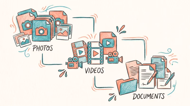 Recovered file types including photos videos and documents from SD card scan