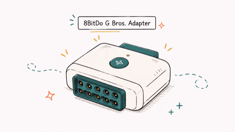 Hand-drawn illustration of 8BitDo G Bros. Adapter