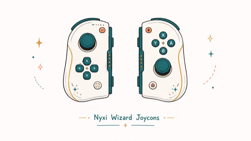 Hand-drawn illustration of Nyxi Wizard Joycons