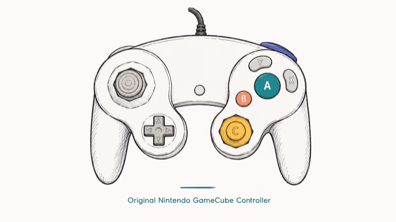 Hand-drawn illustration of Original Nintendo GameCube Controller