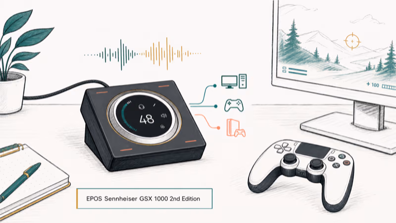 Hand-drawn illustration: EPOS Sennheiser GSX 1000 2nd Edition