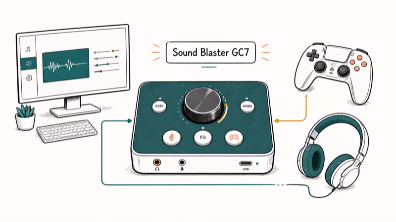 Hand-drawn illustration: Sound Blaster GC7