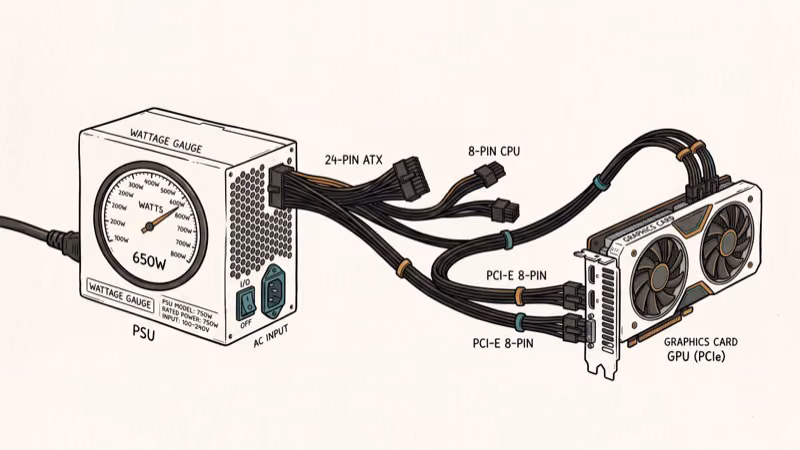 Power supply wattage requirements for different GPU tiers with Ryzen 5 3600