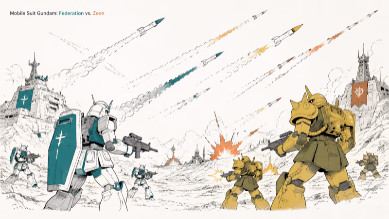 Hand-drawn Mobile Suit Gundam: Federation vs. Zeon illustration