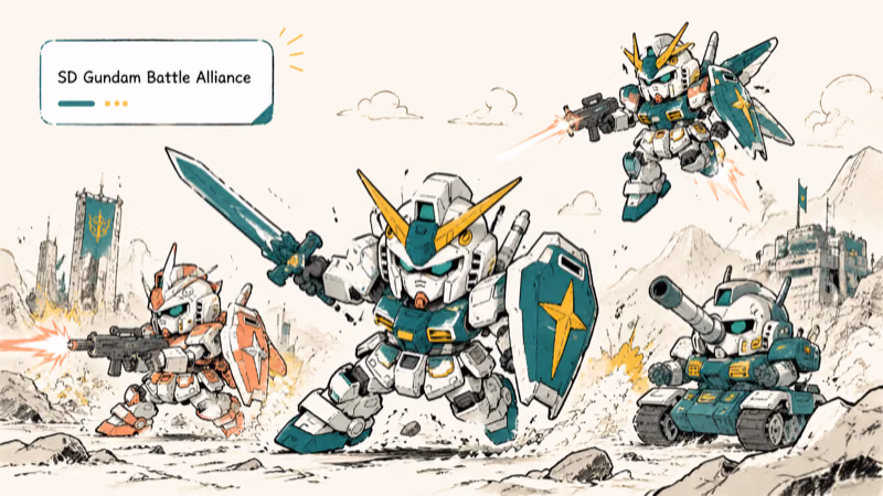Hand-drawn SD Gundam Battle Alliance illustration