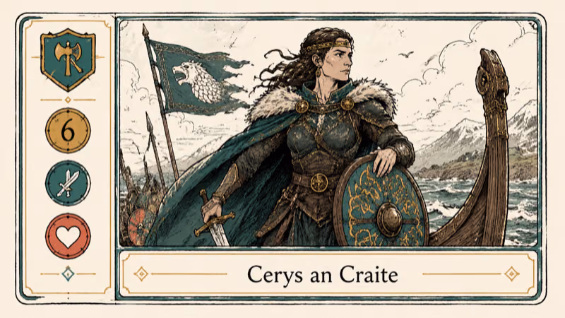 Hand-drawn illustration of Cerys an Craite