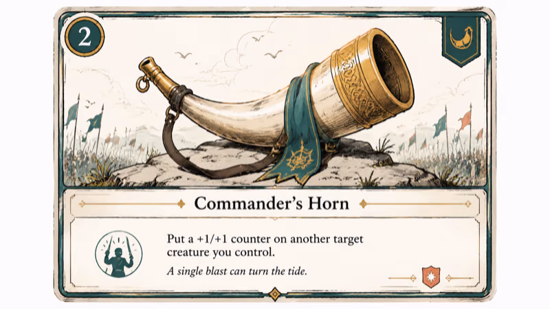 Hand-drawn illustration of Commander's Horn
