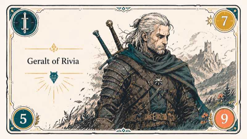 Hand-drawn illustration of Geralt of Rivia