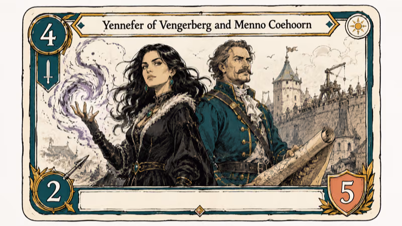 Hand-drawn illustration of Yennefer of Vengerberg and Menno Coehoorn