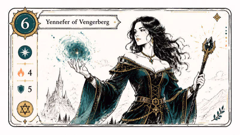 Hand-drawn illustration of Yennefer of Vengerberg
