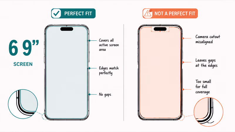 iPhone seventeen Pro Max needing a six point nine inch protector for edge fit