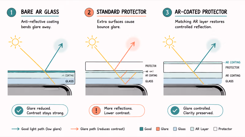 How a standard screen protector blocks iPhone seventeen anti reflective coating
