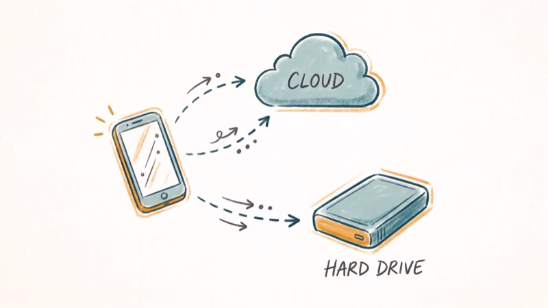 iPhone backup and restore options displayed in a file manager application