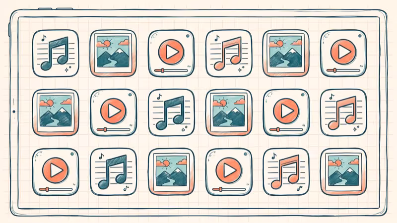 Media management view showing photos and videos organized by album on iPhone