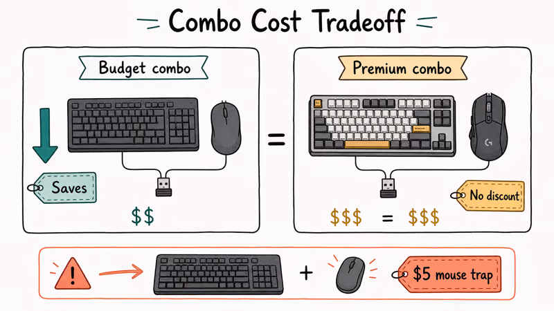 Budget combo saving money beside premium matched set showing no price discount