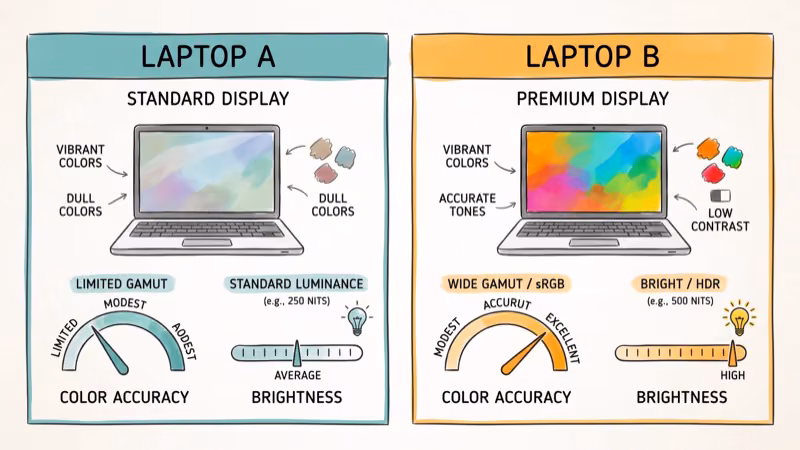Side-by-side comparison of laptop display resolutions for spreadsheet readability