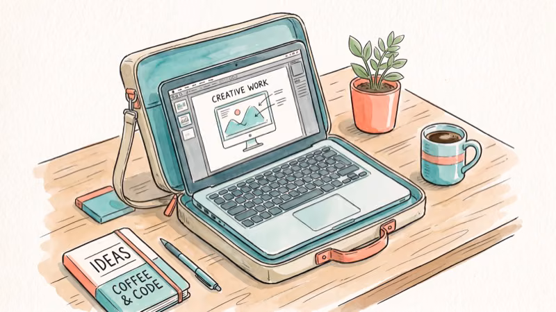 Lightweight laptop on a desk with external monitor for portable accounting setup