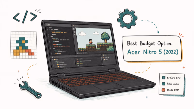 Hand-drawn illustration: Best Budget Option: Acer Nitro 5 (2022)
