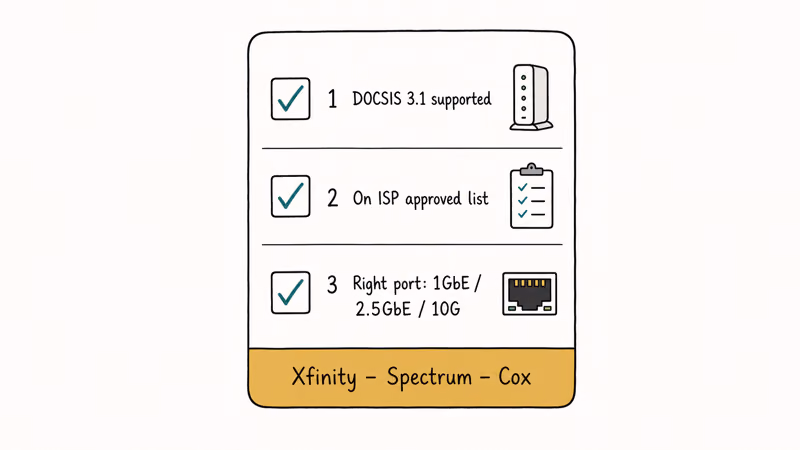 Three step checklist for verifying ISP compatibility before buying a modem router combo