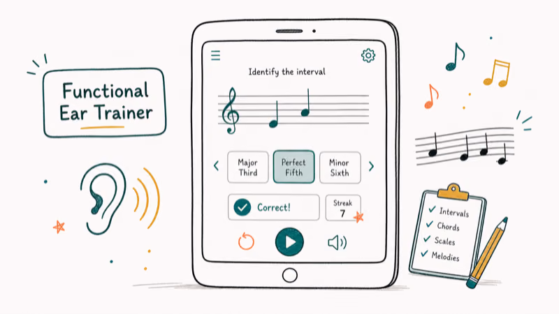 Hand-drawn illustration: Functional Ear Trainer